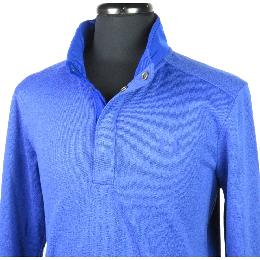 Under Armour Cold Gear GOLF Blue Knit Collared Snap Athletic Jacket Men's Large - Picture 2 of 7